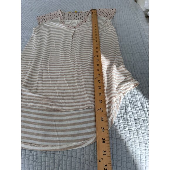 Anthropologie Little Yellow Button Top Women Small Stripe Polka Dot Sleeveless T - Picture 9 of 10